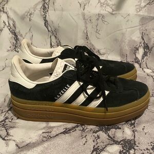 Adidas Gazelle Black Suede Sneakers with White Stripes